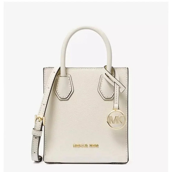 Michael Kors Handbags - Michael Kors Mercer Extra Small Pebbled Leather Crossbody Bag Cream Minimalist
